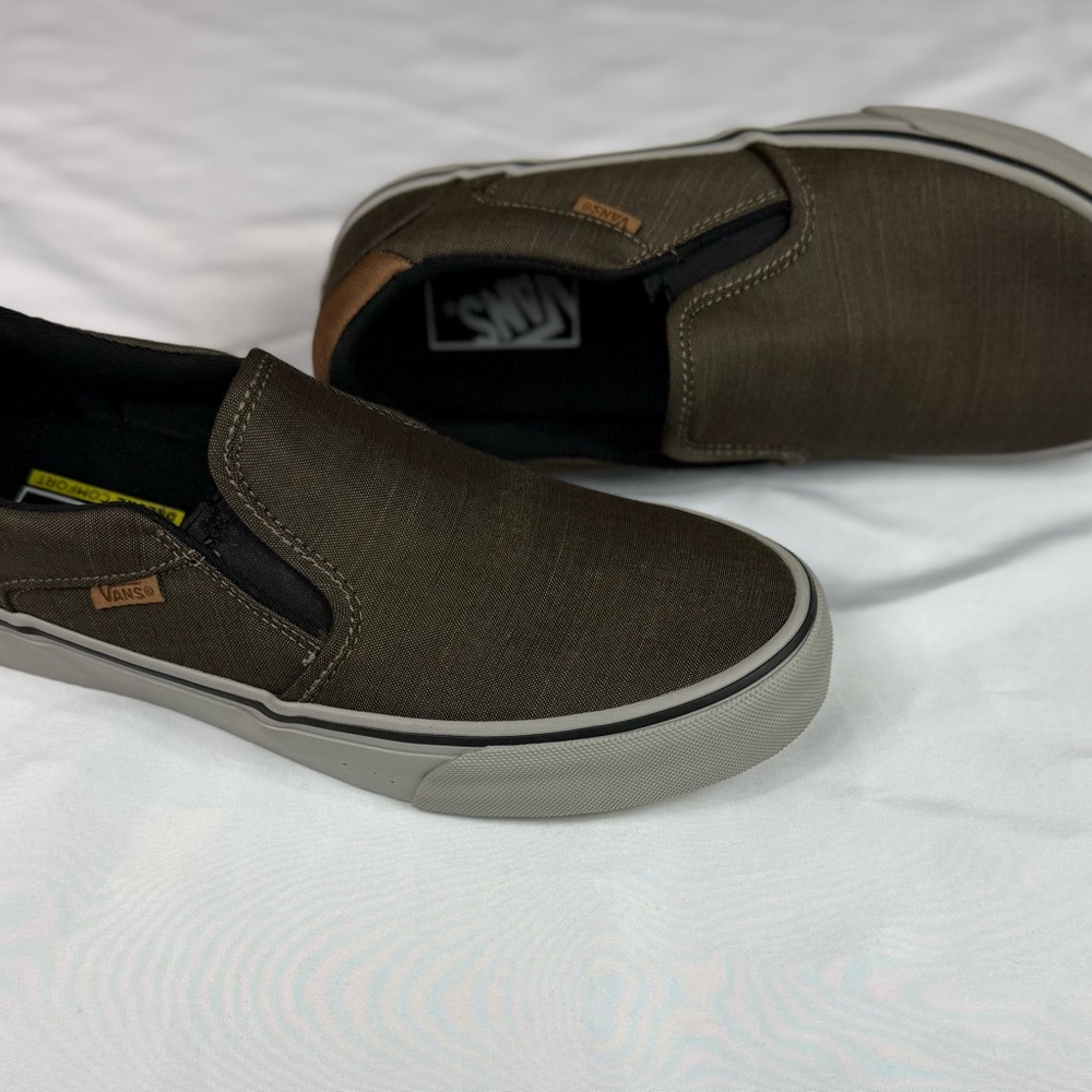 Vans Men's Olive Slip-On Loafers